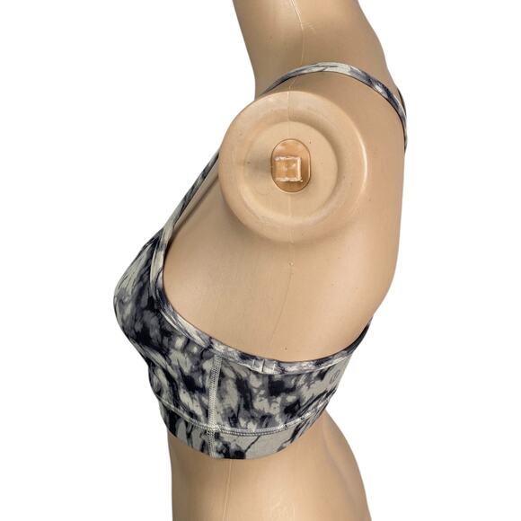 Lululemon Flow Y Nulu IV Beige Black Tie Dye Abstract Mesh Back Sports Bra SZ 4 - Picture 4 of 7
